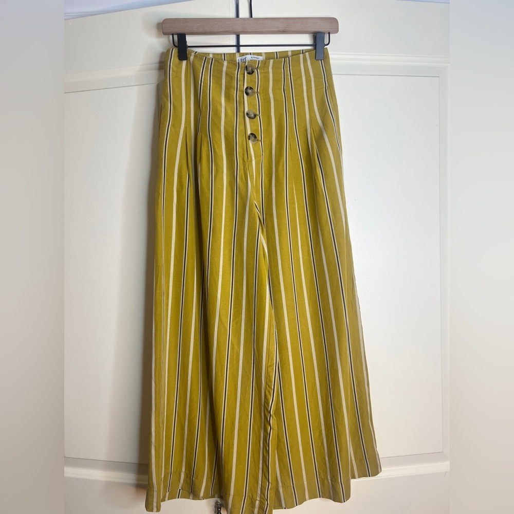 Zara Yellow Striped Maxi Skirt